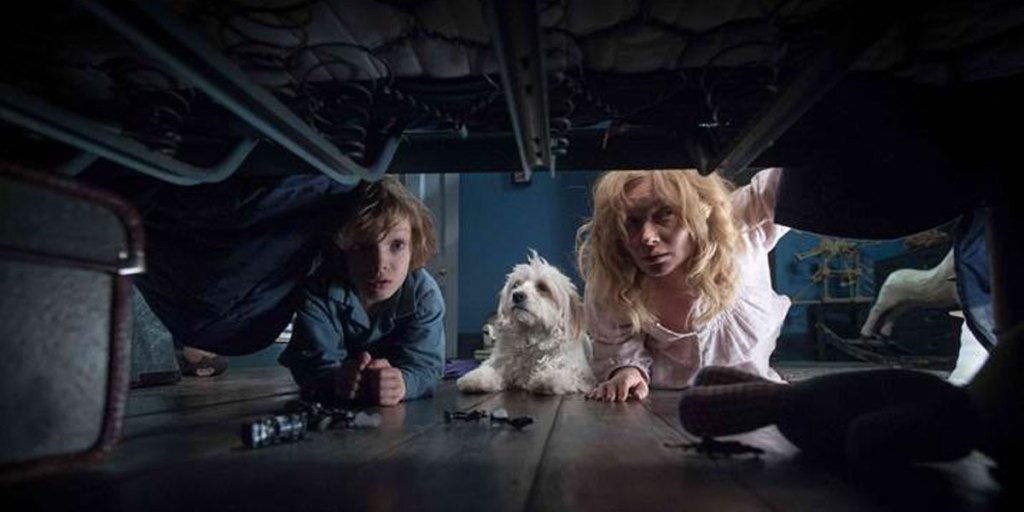 Essie Davis (right) with co-star Noah Wiseman in a scene from locally-produced film The Babadook.
