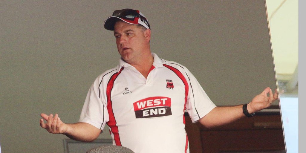 A frustrated Darren Berry in the players' enclosure during the disastrous final day against Victoria.