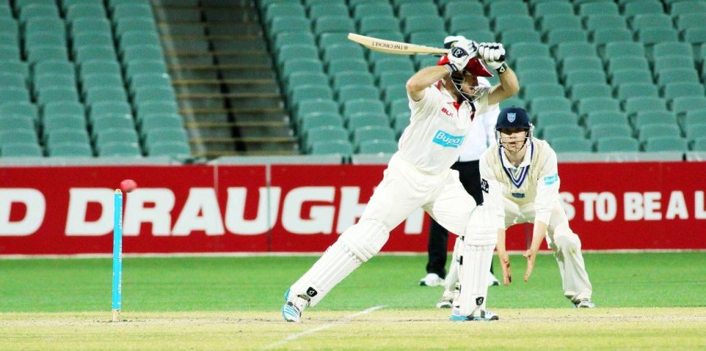 Tim Ludeman shoulders arms and loses his wicket, to give NSW victory. Photo: Peter Argent