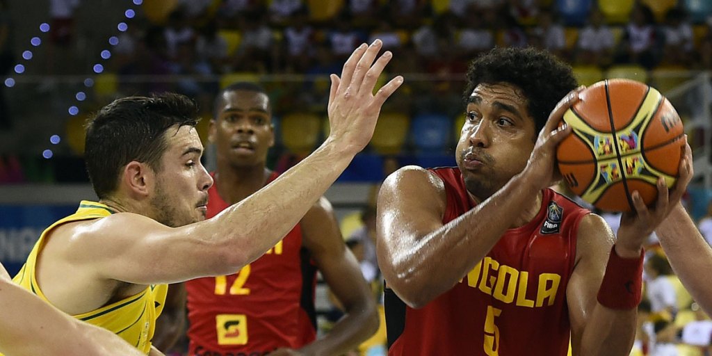Australia's Chris Goulding vies with Angola's Armando Costa during the September 4 match.