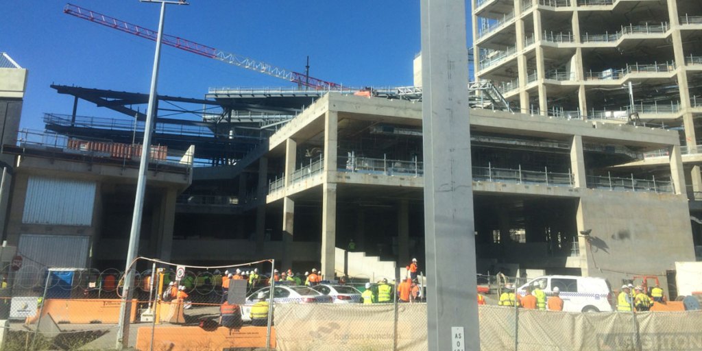 The scene at the new RAH after the accident on Thursday.
