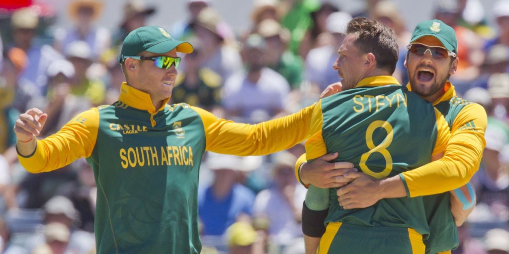 Dale Steyn celebrates a wicket against Australia in Perth.