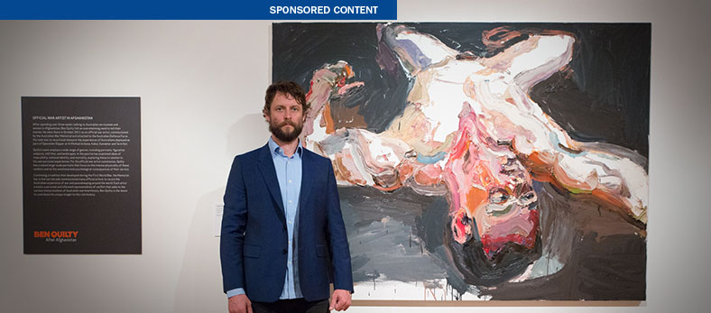 Artist Ben Quilty with Trooper M, After Afghanistan, painted in Robertson, New South Wales, 2012, oil on linen, 140 x 190 cm, collection of the artist OL00628