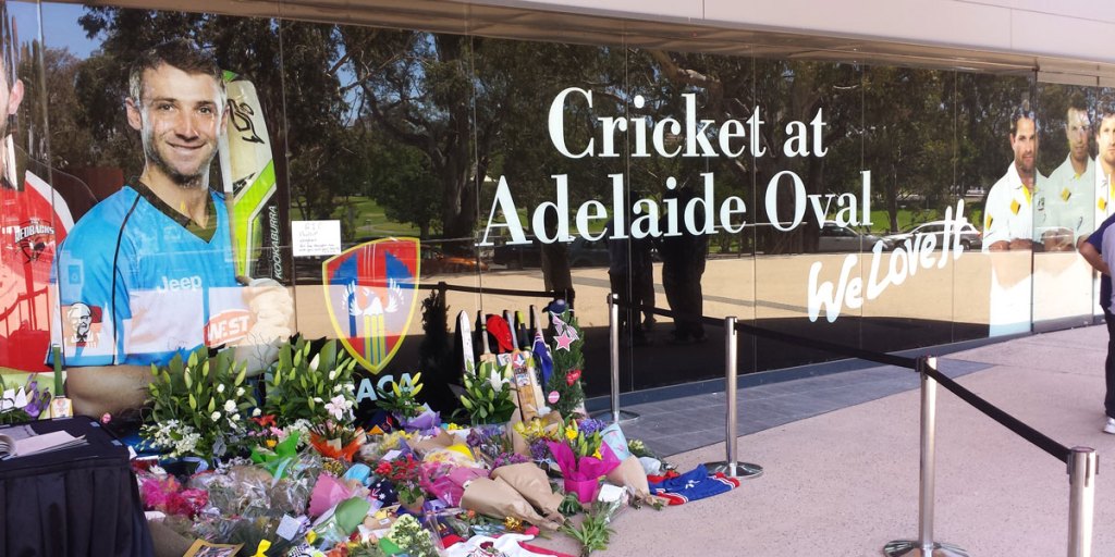 Tributes to Phil Hughes at Adelaide Oval, which will now host the first Test.