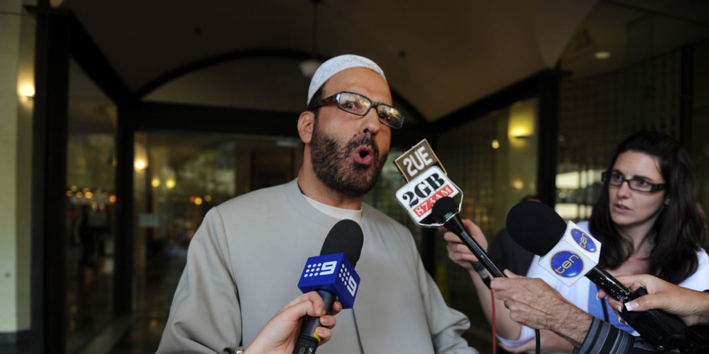 A 2011 file image of Sheikh Man Haron Monis being questioned by the media.