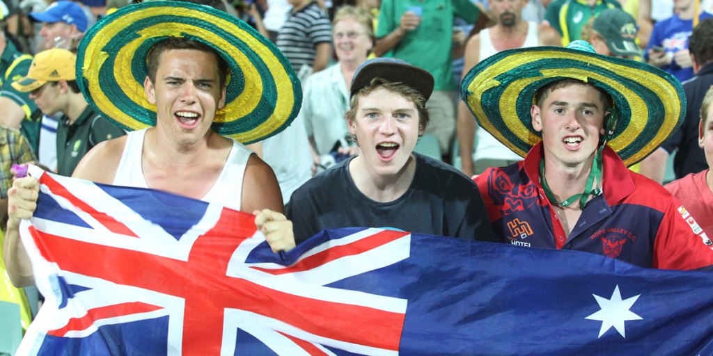 Fans celebrating Australia Day at Adelaide Oval last year.