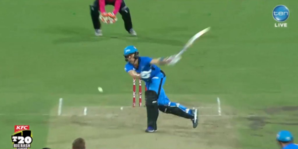 Johan Botha takes a swing and a miss against the Sixers.