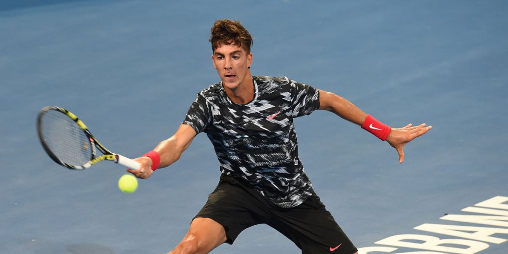 Thanasi Kokkinakis during his match against Bernard Tomic.