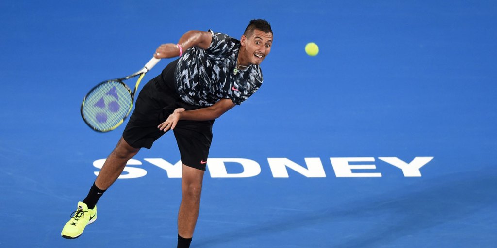 Nick Kyrgios during his Sydney International match.