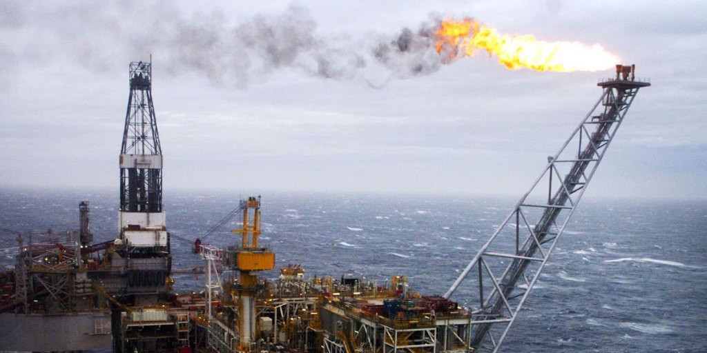 A North Sea oil rig: oil prices slid again overnight to near six-year lows.