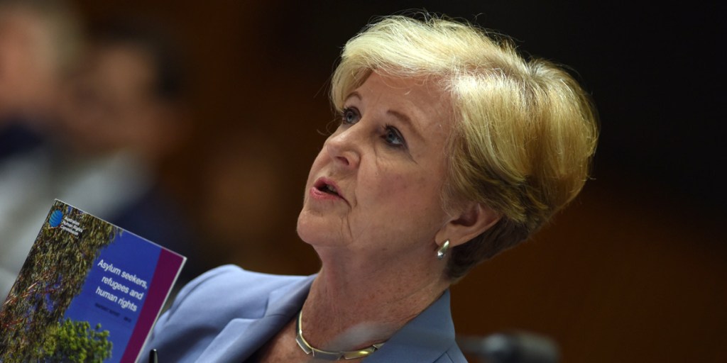Gillian Triggs speaks during the Senate Estimates hearing at Parliament House. Photo: AAP