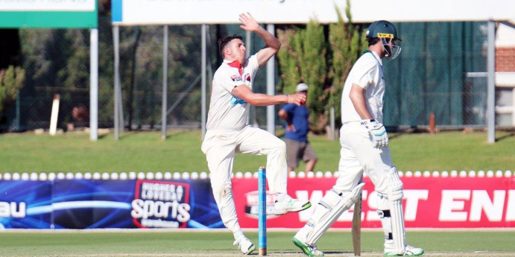 Redbacks bowler Dan Worrall contributed important runs. Photo: Peter Argent/InDaily