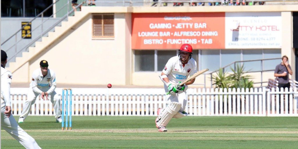 Young opener Kelvin Smith on his way to a score of 56. Photo: Peter Argent/InDaily