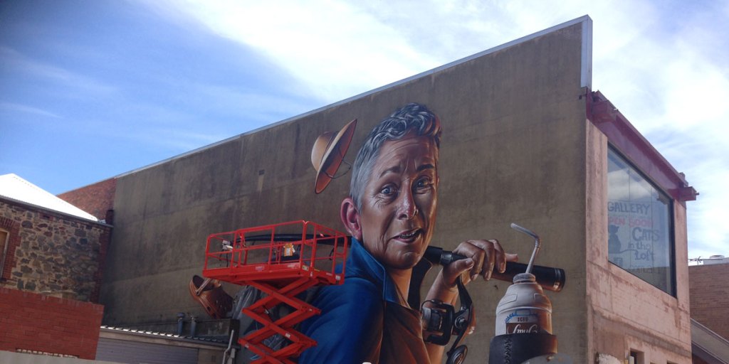 One of Port Adelaide's striking "Wonderwall" murals. Photo Lisa Slade