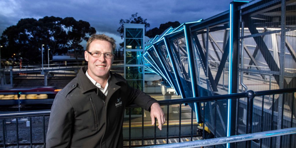 Jeremy Hawkes at the Wayville pedestrian overpass.
