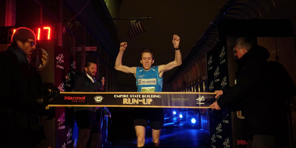 German runner Christian Riedl wins the Empire State Building Run-Up.