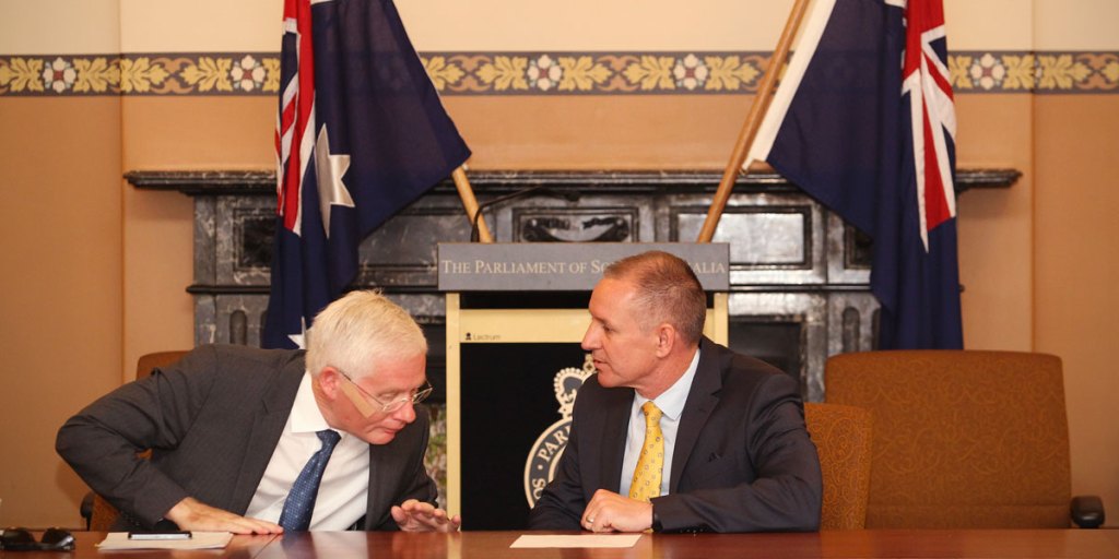 Deputy Premier John Rau (left) with Premier Jay Weatherill.