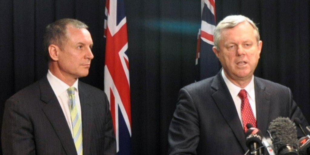 Jay Weatherill (left) with his predecessor Mike Rann.