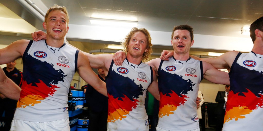 Darren Jarman said he would have given the captaincy to Rory Sloane (centre) and thinks Dangerfield (right) will join Bernie Vince (left) in Victoria