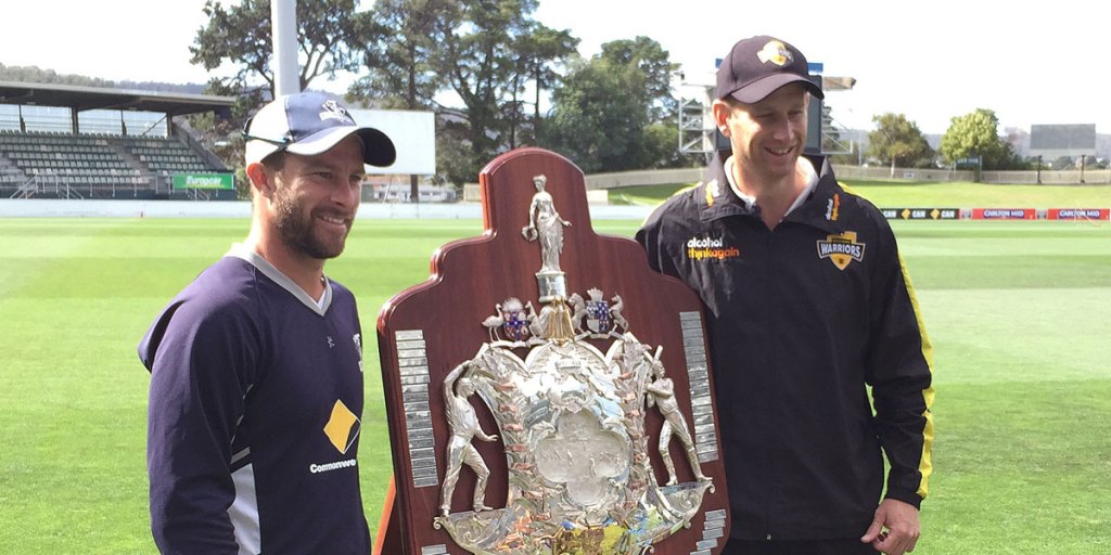 Either Victorian skipper Matthew Wade (left) or West Australian captain Adam Voges will lift the Shield at the end of today's play.