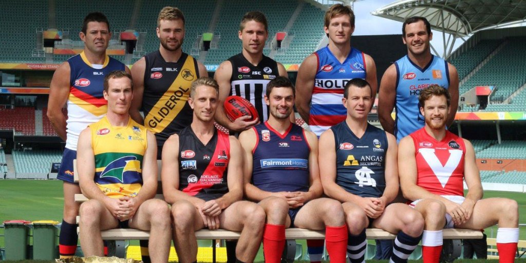 The SANFL captains for season 2015. Photo: Peter Argent/InDaily