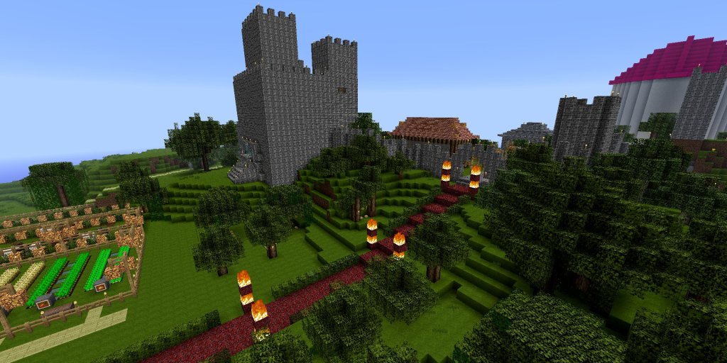 Players can build whatever they can imagine in the Minecraft world.