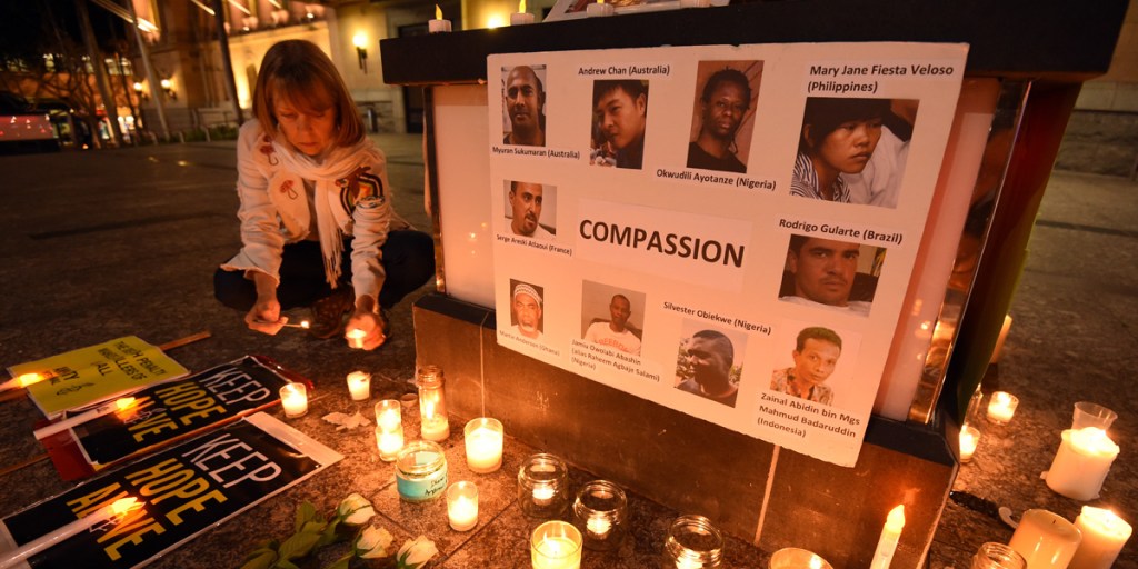 A vigil in Brisbane calling for mercy for the condemned prisoners.