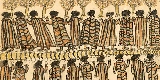 Possum skin cloaks are about mapping the individuals who wear them. William Barak, 1898/ Wikimedia Commons.