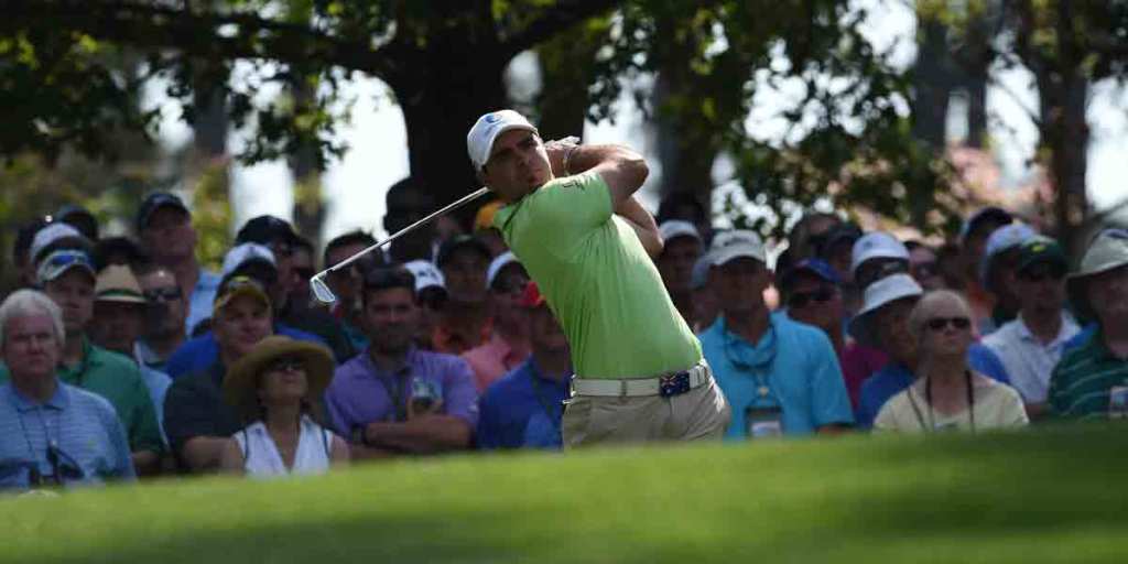 Adelaide's Antonio Murdaca tees off on the 4th hole hole during Round 1 of the Masters at Augusta.