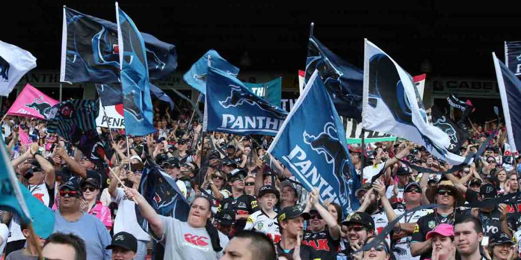 A touch of teal: Penrith fans at the Panthers' home ground in Sydney's west. 