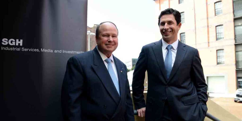 Outdoing Seven Group Holdings CEO Don Voelte with successor Ryan Stokes.