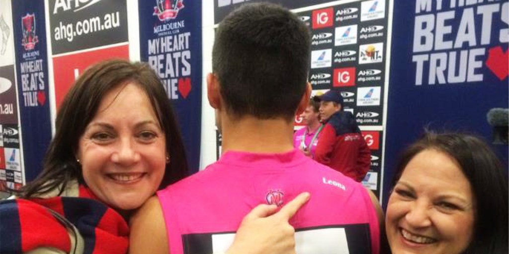 Leona Stretch (right) with Lorraine O'Dwyer pointing to Leona's name on Billy's special mother's day jumper.