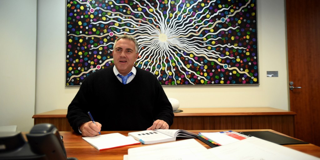 Joe Hockey at the Treasury on Sunday.