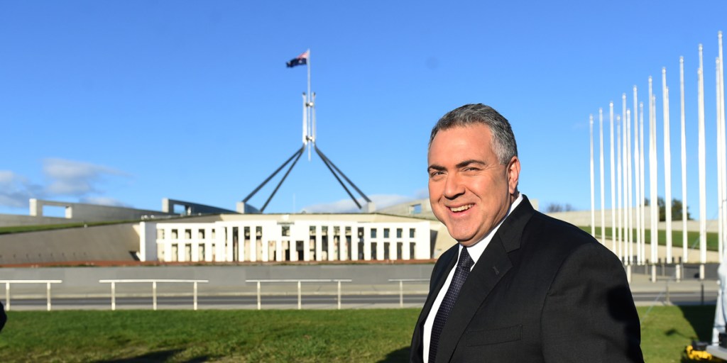 Treasurer Joe Hockey outside Parliament House this morning.