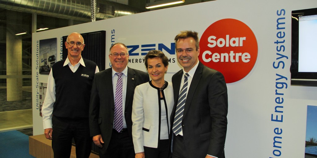 Christiana Figueres with Richard Turner (right), state Environment Minister Ian Hunter (second from left) and Reuben Summerell (left), Zen's chief operating officer.