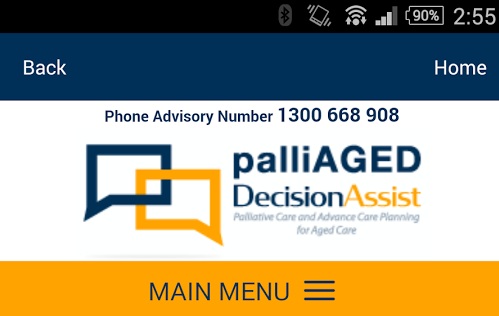 The palliAGED app is available on Google Play, the Windows phone store and Apple iTunes.
