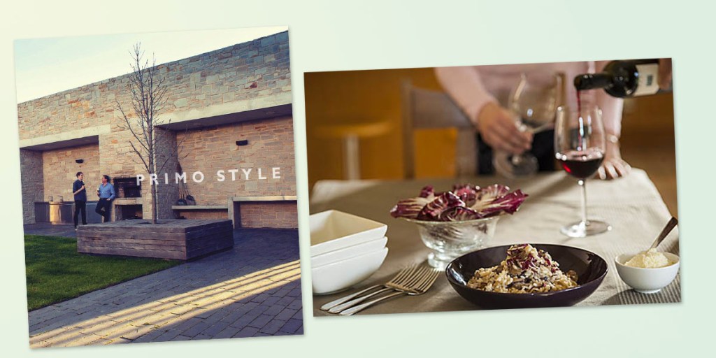 The Primo Style book cover and risotto dish. Photos: Primo Estate/John Kruger