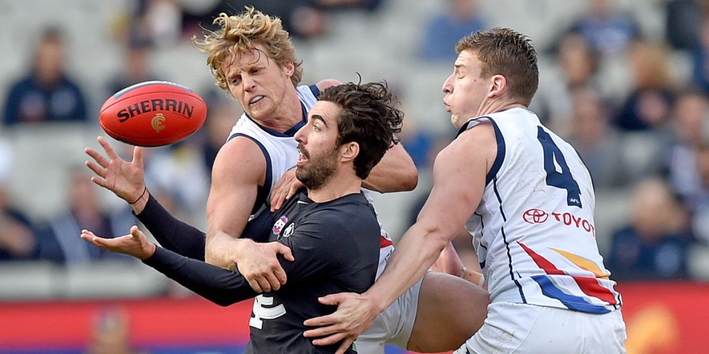 Rory Sloane in action against the Blues. 