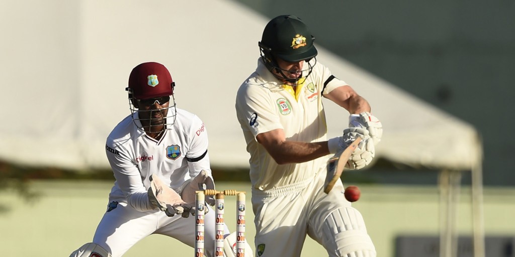 Test debutant Adam Voges at the crease late on day one.