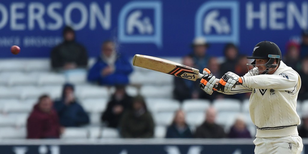 BJ Watling sends the ball on its way on day three of the Headingley Test.