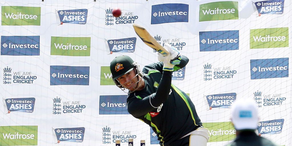 Australian captain Michael Clarke in the nets ahead of tonight's first Ashes Test.