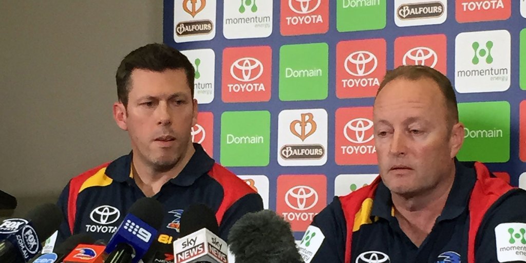 Andrew Fagan (left) with Crows chairman Rob Chapman. 