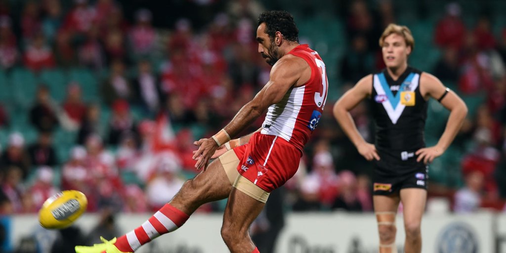 Sydney champion Adam Goodes was crucial for the Swans last night. 