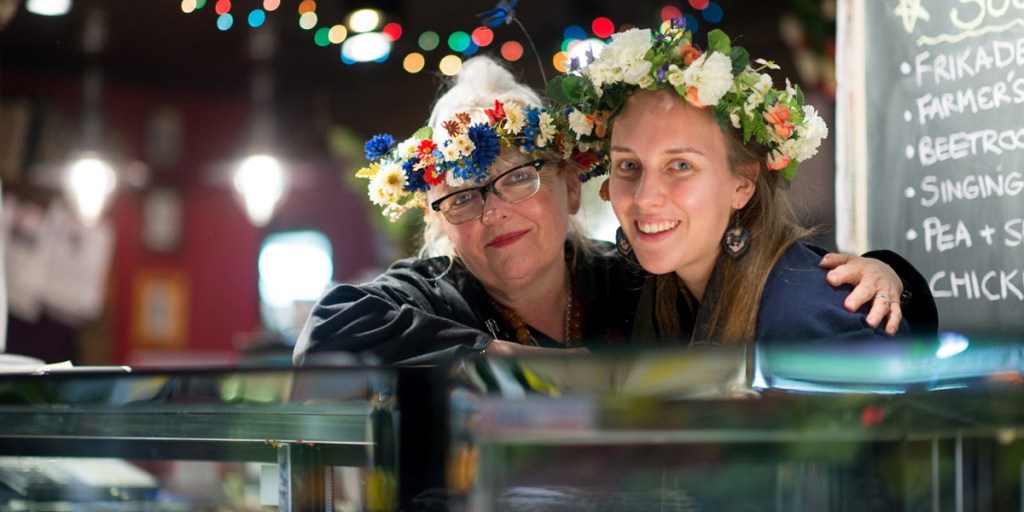 Inga Perkons-Grauze and Laura Daenke at The Latvian Lunchroom. Photo: Nat Rogers/InDaily