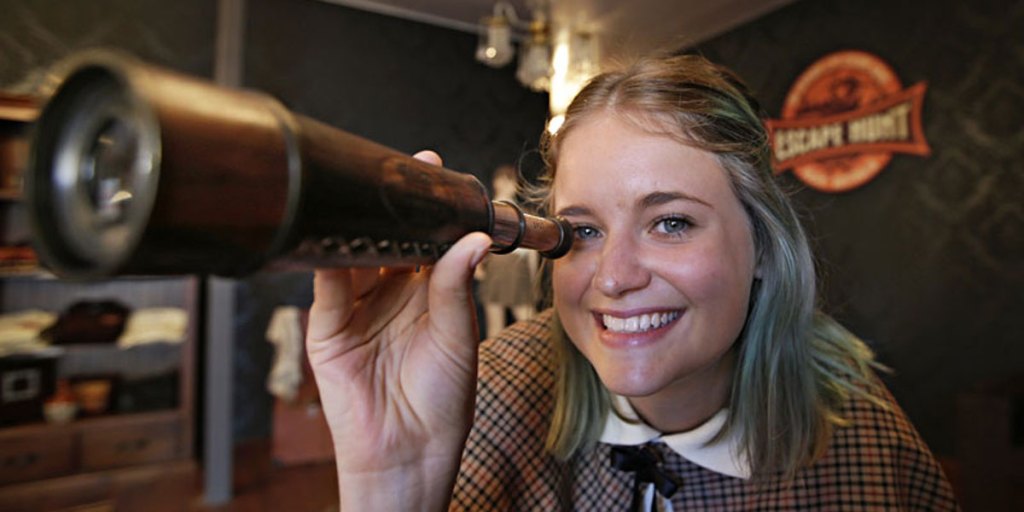 Ashleigh Laing, a "Gamemaster" at the Perth Escape Hunt Experience.