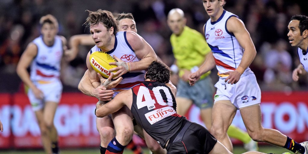Patrick Dangerfield was rarely caught against Essendon on Saturday. AAP image