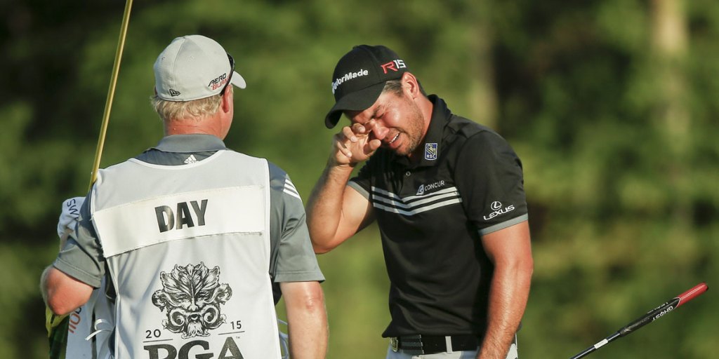An emotional Jason Day  after winning the PGA Championship.
