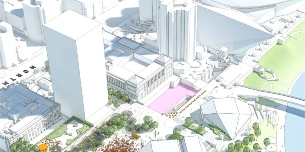 Get the hint: the State Government released concept plans showing, essentially, a hole in the ground (pink) where the proposed casino hotel is to be built.