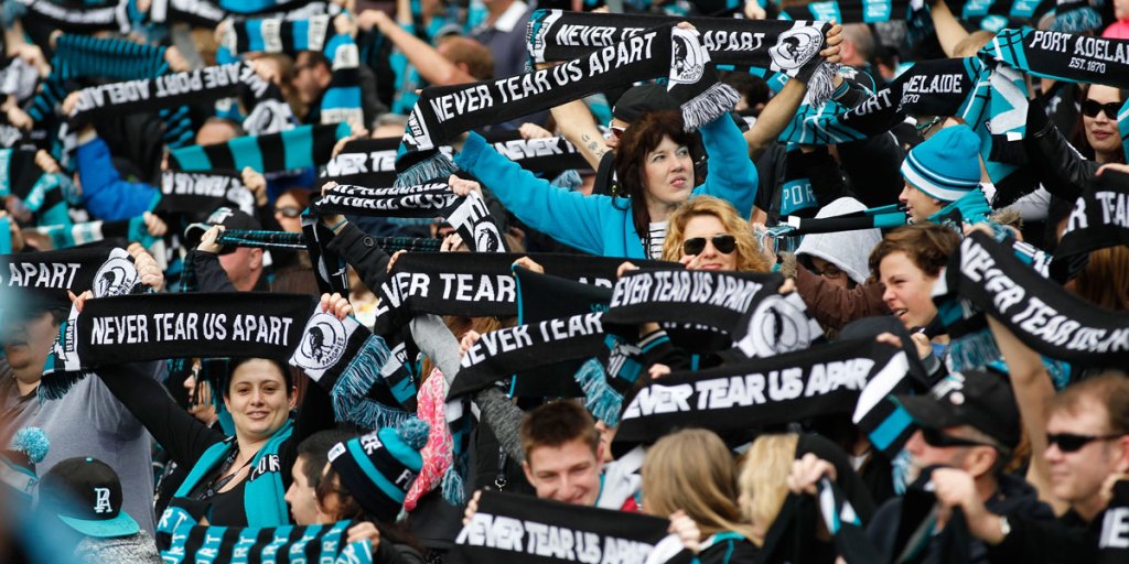 Port Adelaide has more members than Adelaide for the first time.