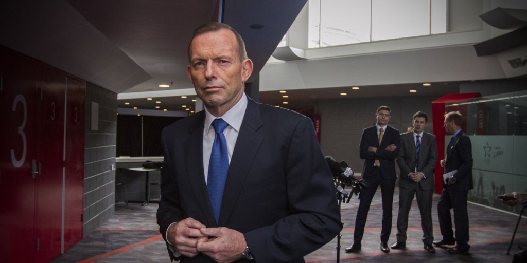 Tony Abbott at the Adelaide Entertainment Centre yesterday for a charity lunch.
